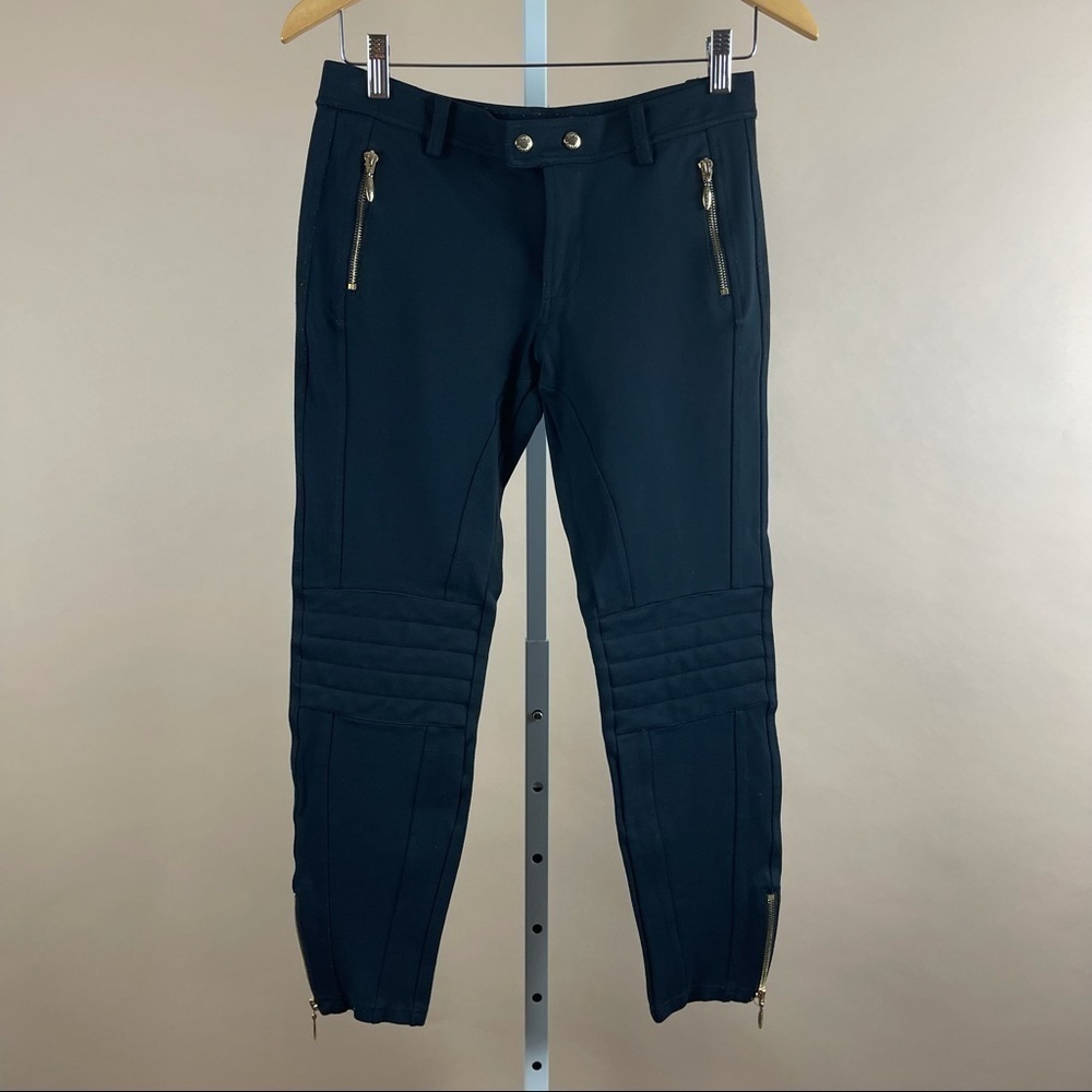 Juicy Couture Size 4 Pitch Black Moto Pants Motorcycle Pants Biker